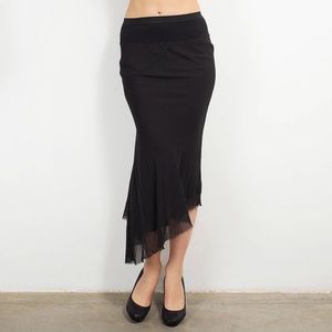 Rick Owens asymmetrical silk black long skirt sz 6